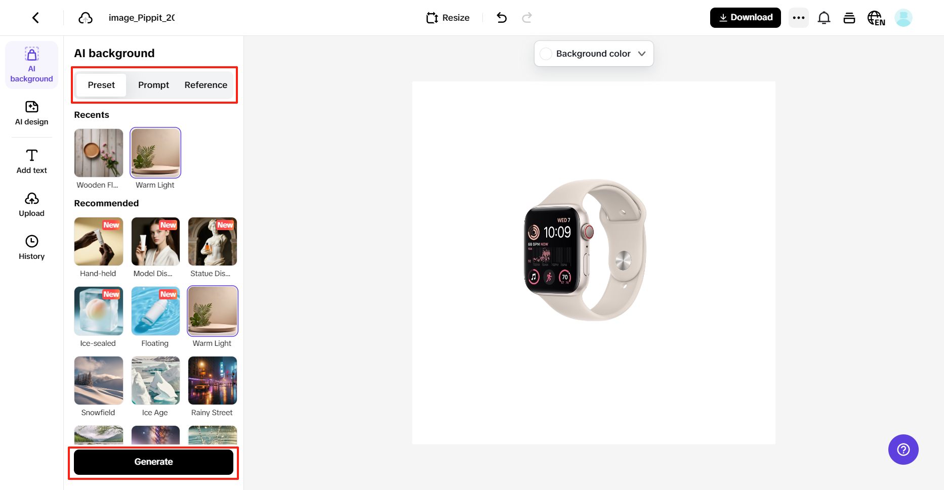 Replace the background