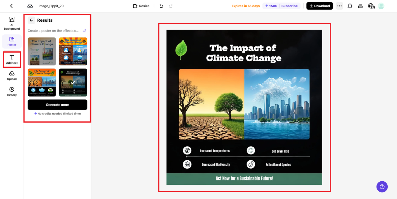 Finalize your generated poster
