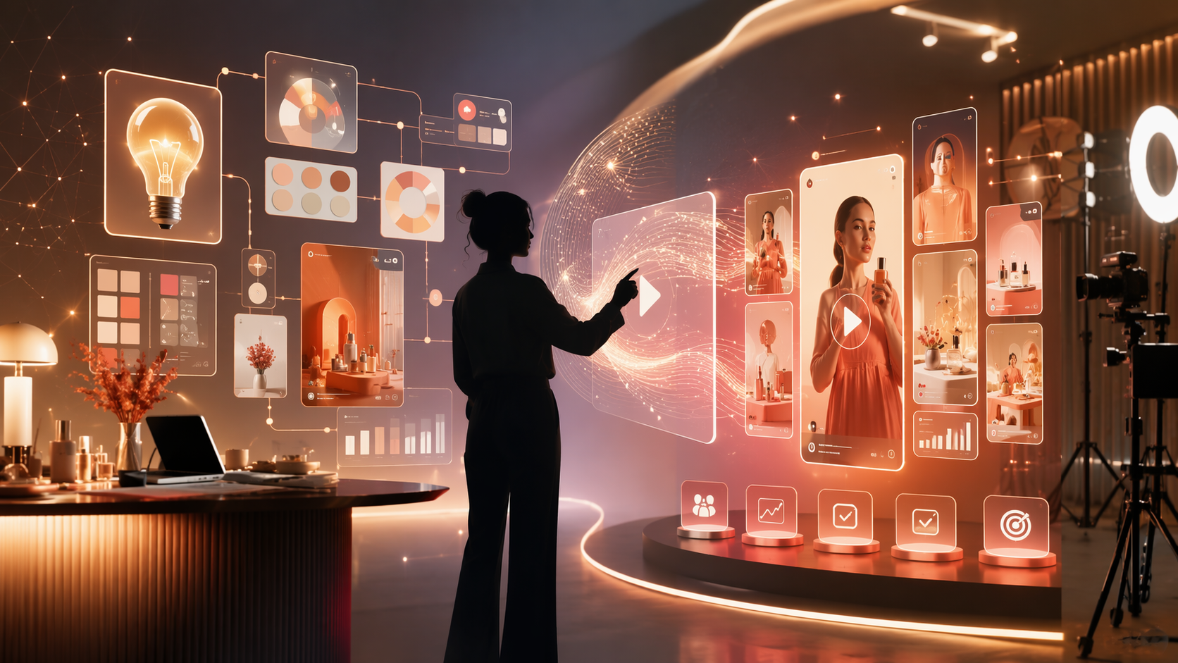 AI Creator Ad Testing premium AI social video workflow visual for Pippit creators