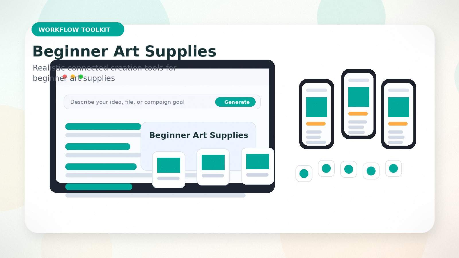 Beginner Art Supplies realistic workflow toolkit visual for beginner art supplies