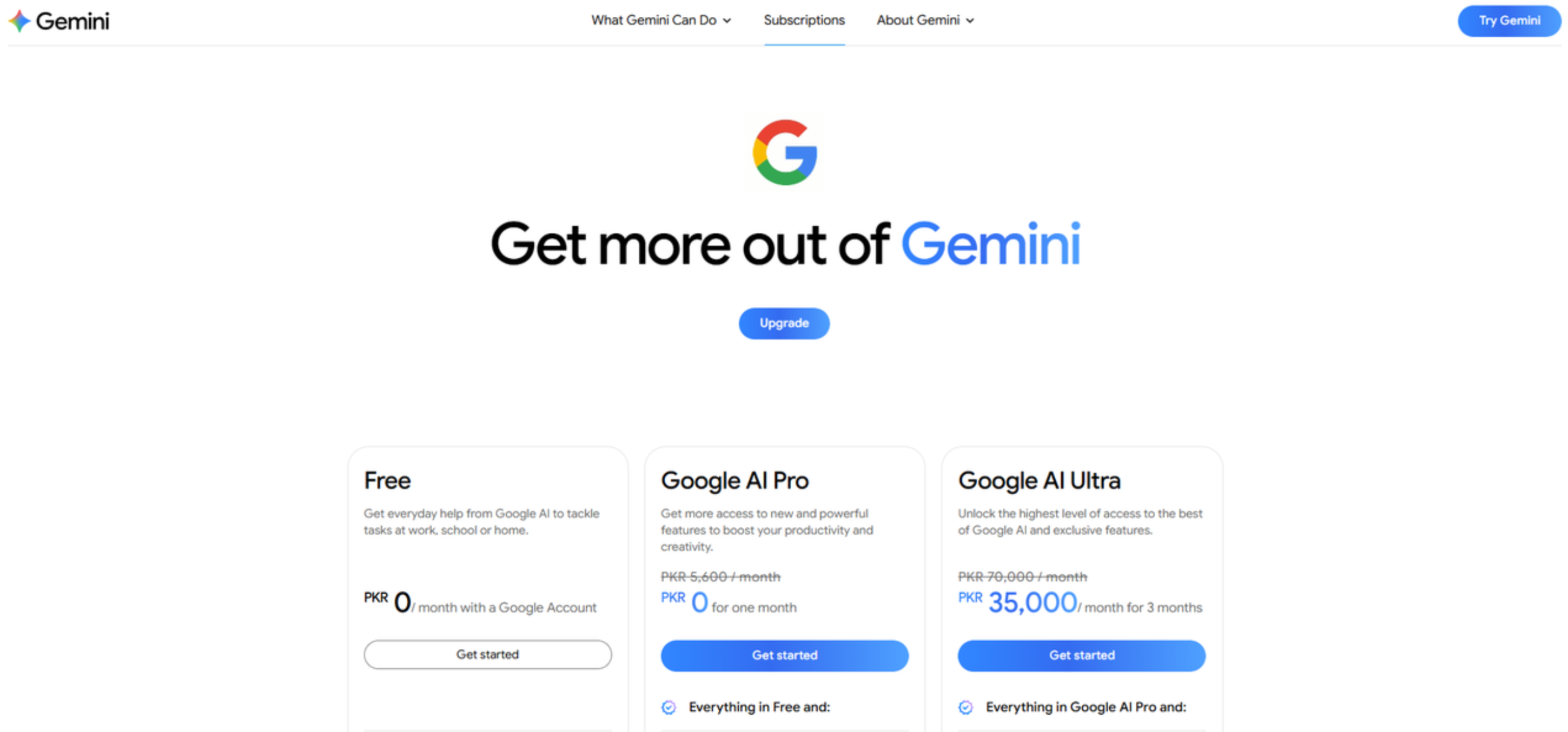 Visiting the Google Gemini website