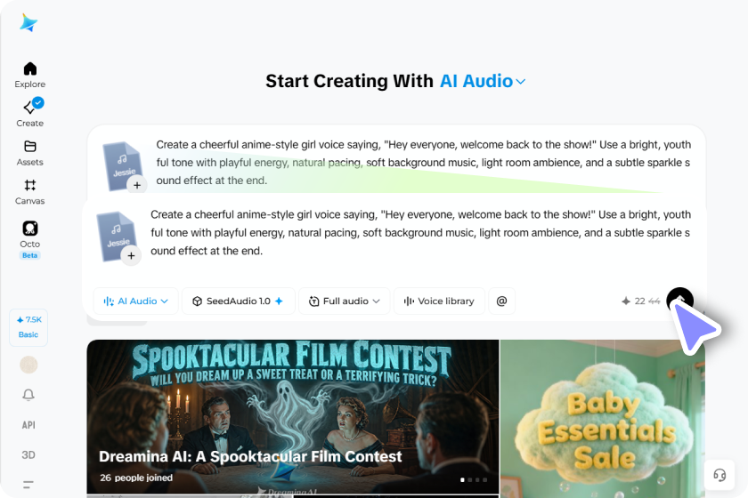 Add your text or reference audio