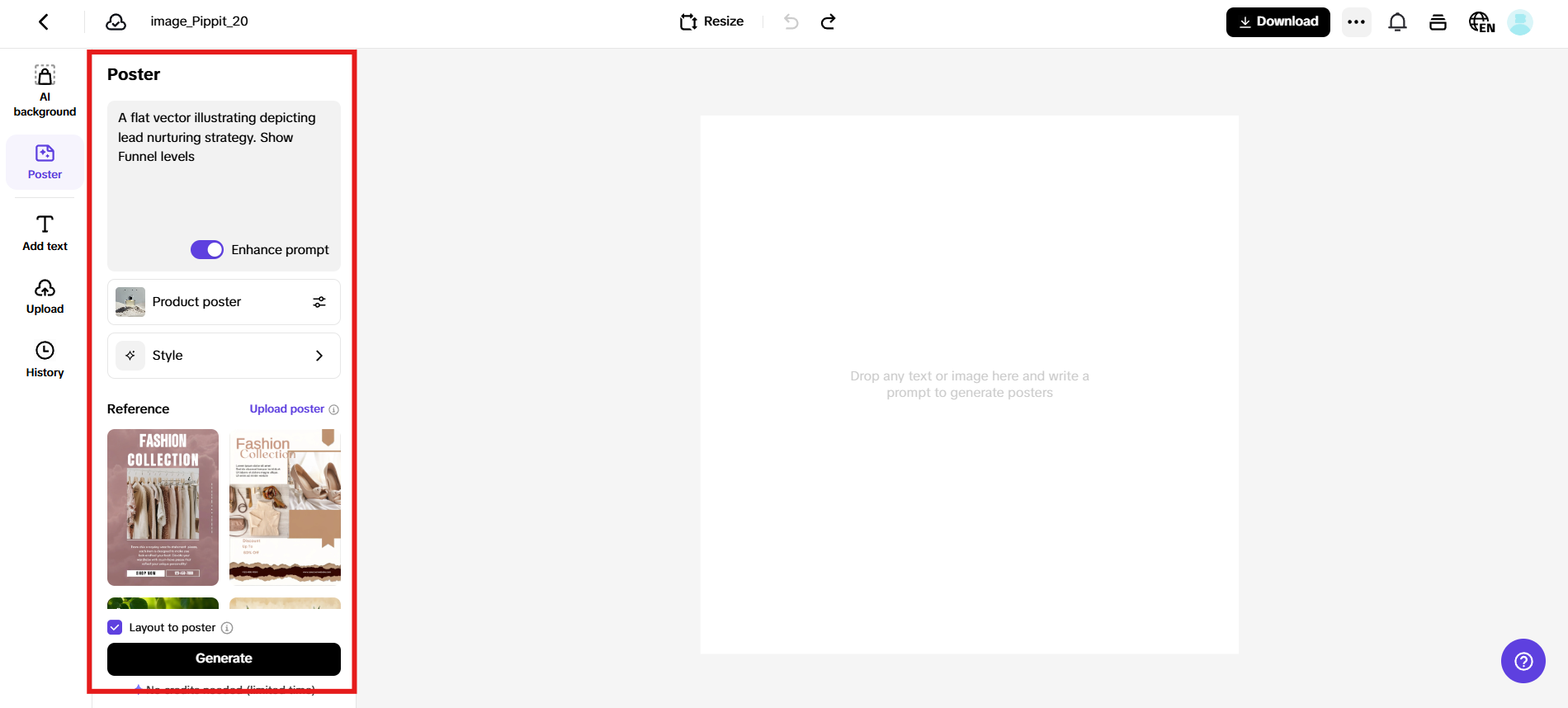 Enter prompt and generate poster