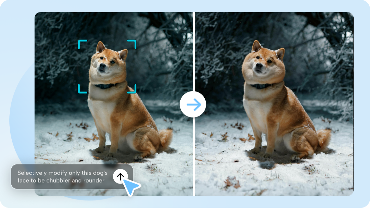 Sempurnakan area tertentu dengan pengeditan interaktif AI