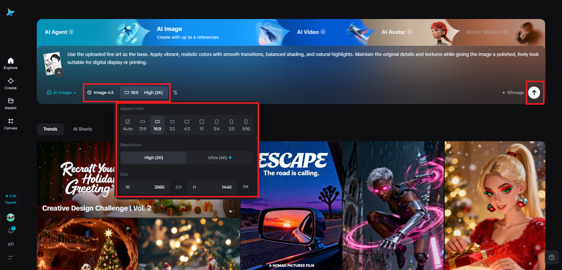 Pilih model dan sesuaikan pengaturan output