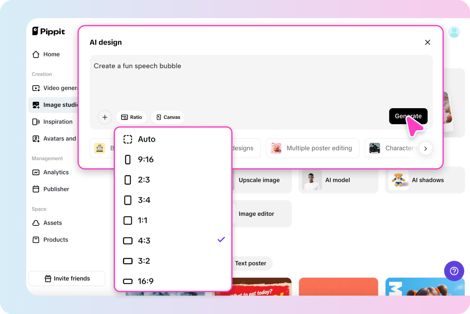 Creating speech bubbles in Pippit