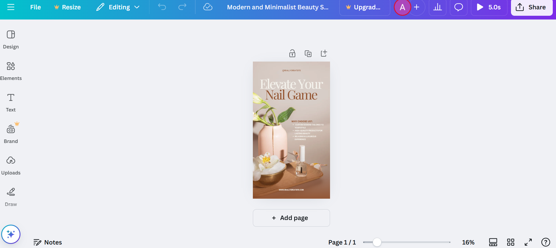 Interface ng Canva