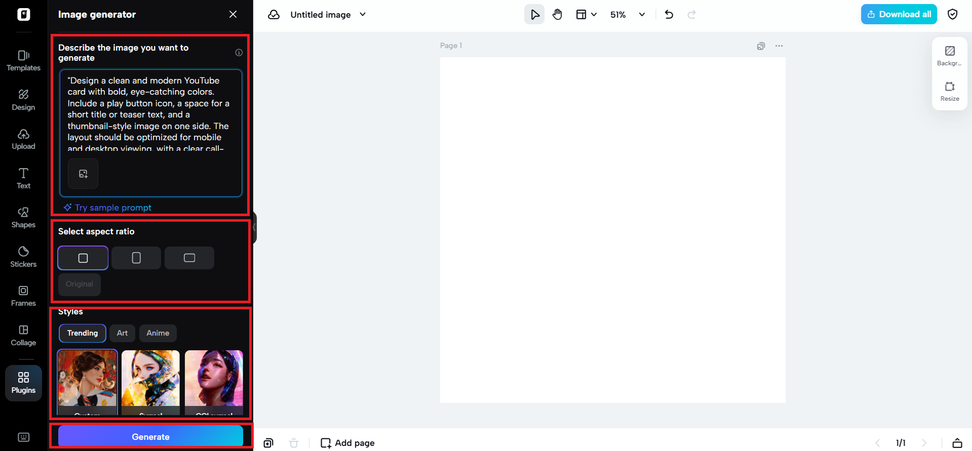 Enter text and customize