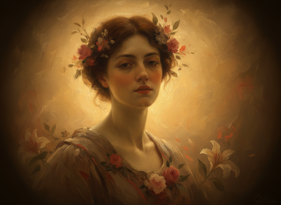 ภาพวาดอวตาร AI สไตล์ภาพเหมือนแบบคลาสสิกที่อบอุ่นแบบแฟนตาซี เฉดสีทอง เลเยอร์เคลือบบาง การไล่ระดับสีที่นุ่มนวล บรรยากาศที่ใกล้ชิด การปาดแปรงที่ไม่เคร่งครัด.