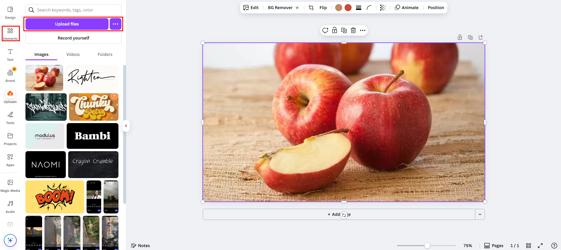 Відкрити Canva і завантажити зображення