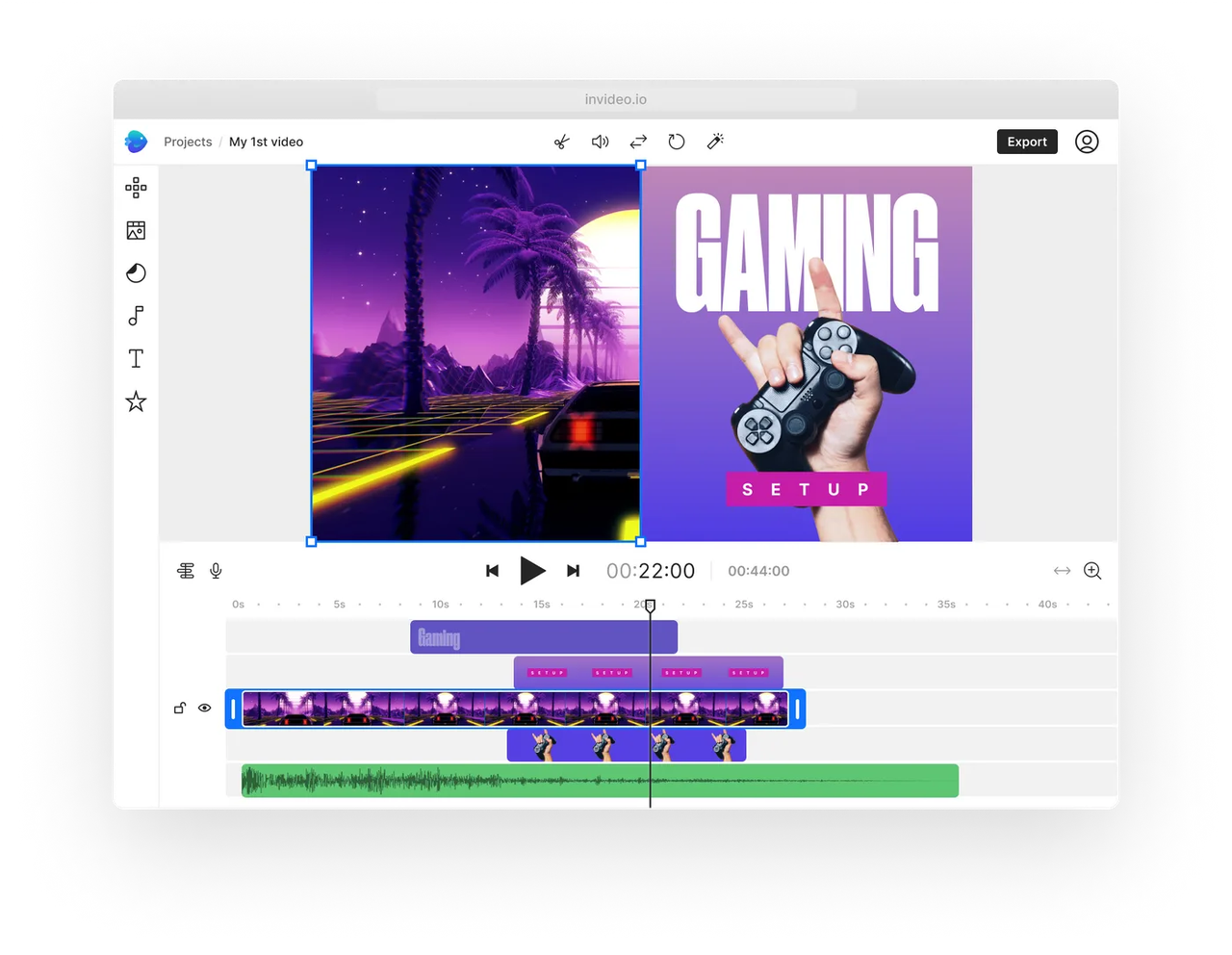 Interface of the InVideo- a robust free YouTube intro maker