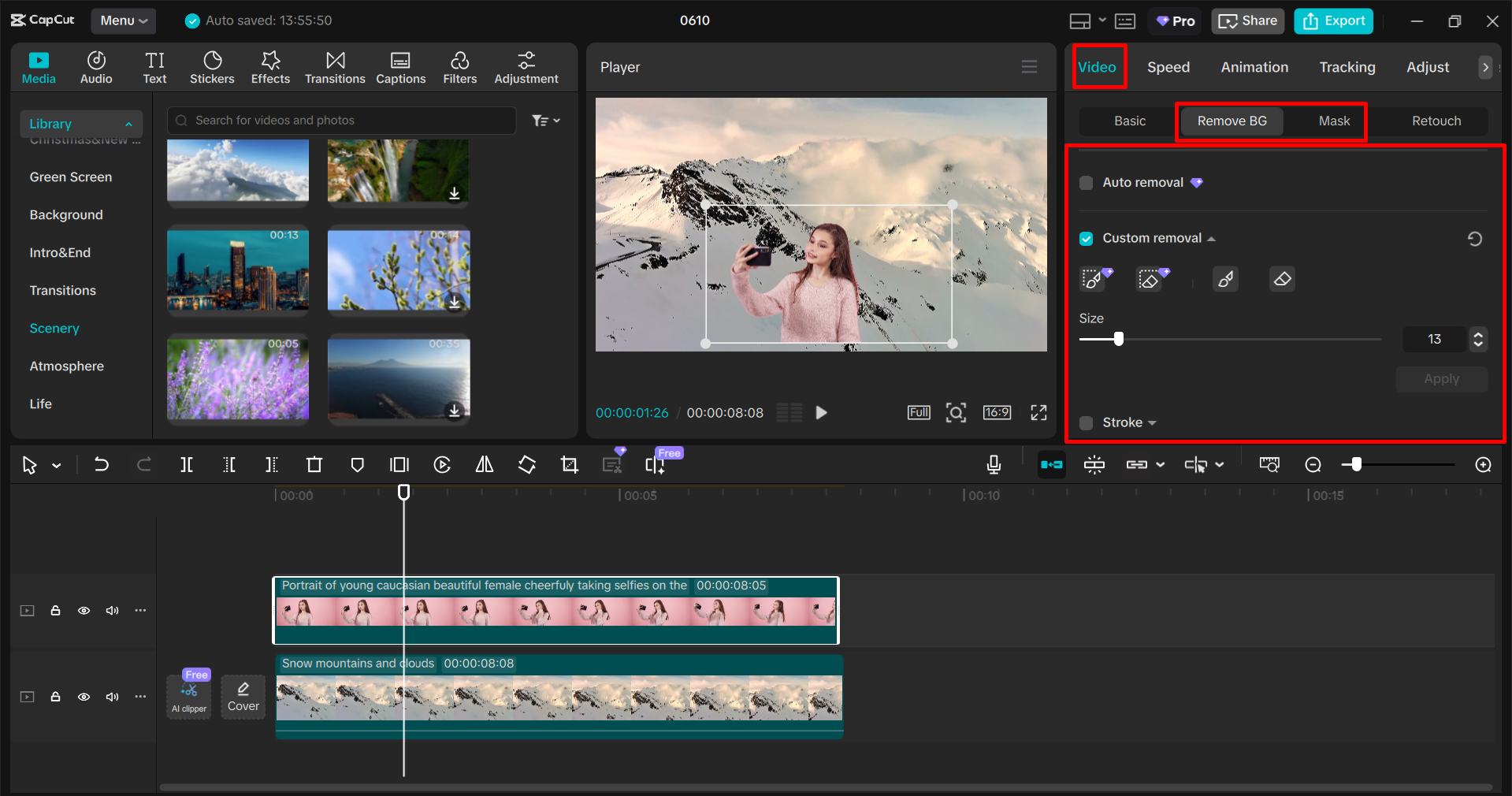 Layering the image in the CapCut desktop video editor