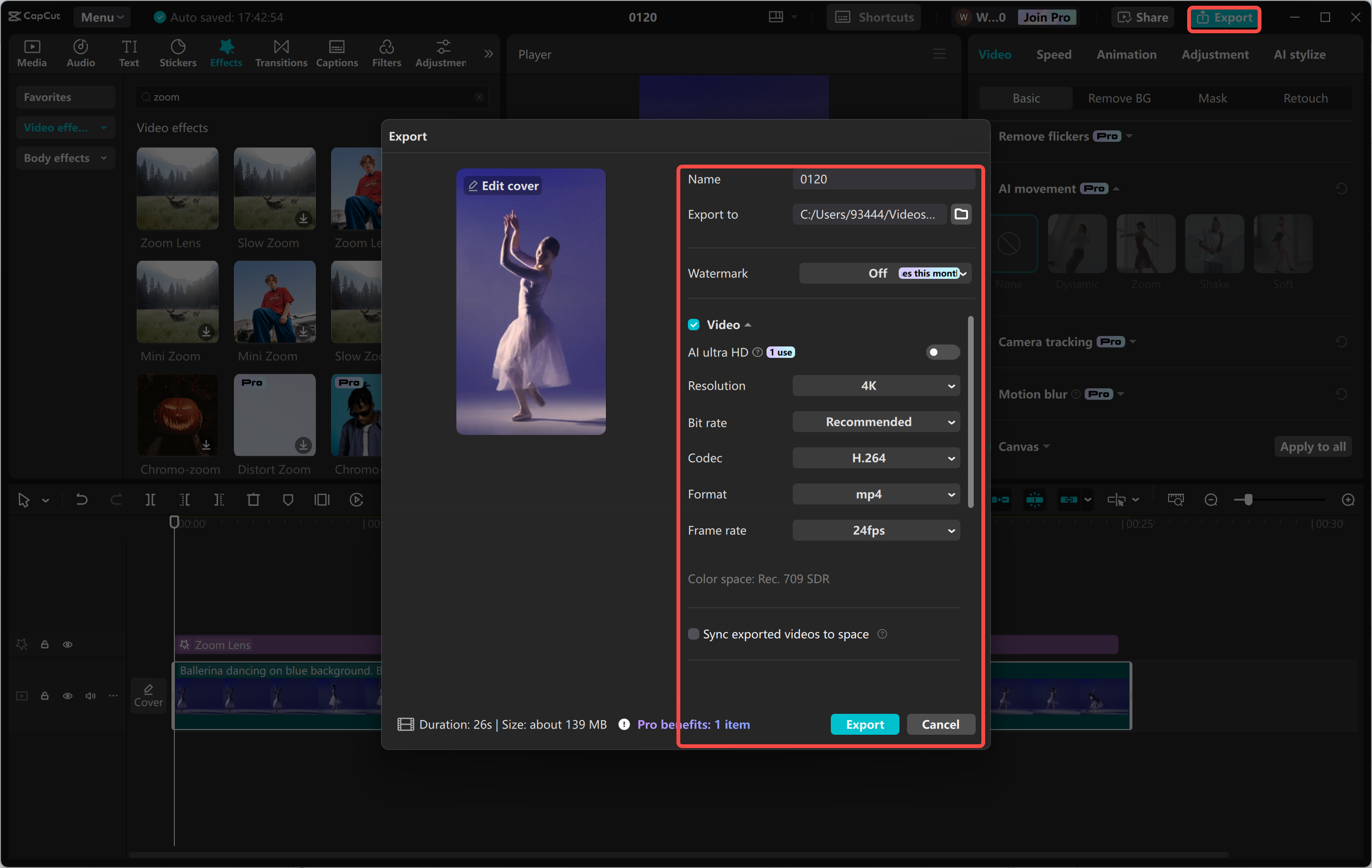 Exporting video from the CapCut desktop video editor