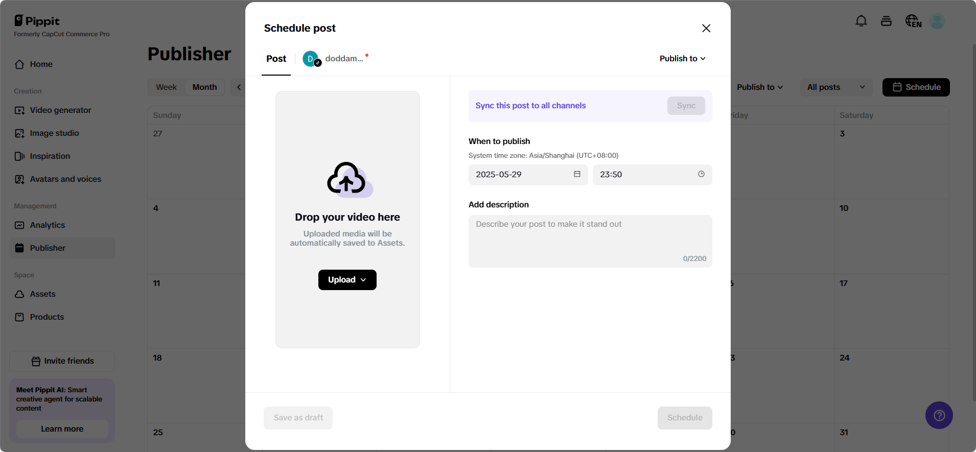 Pippit auto publisher and analytics