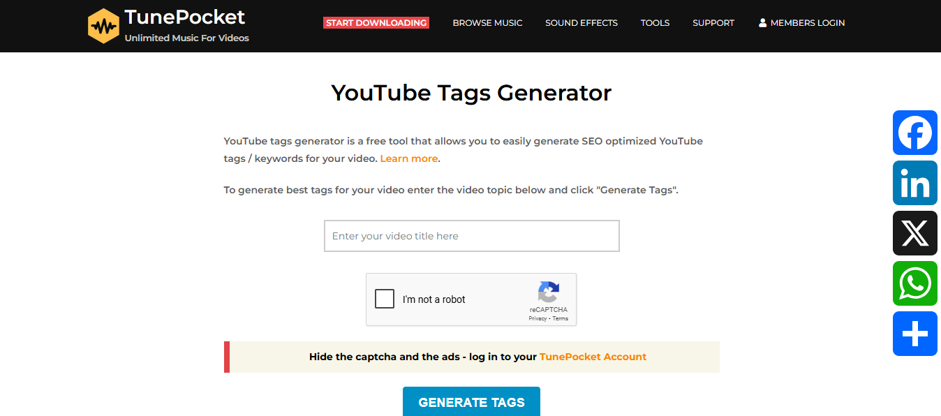 TunePocket's interface