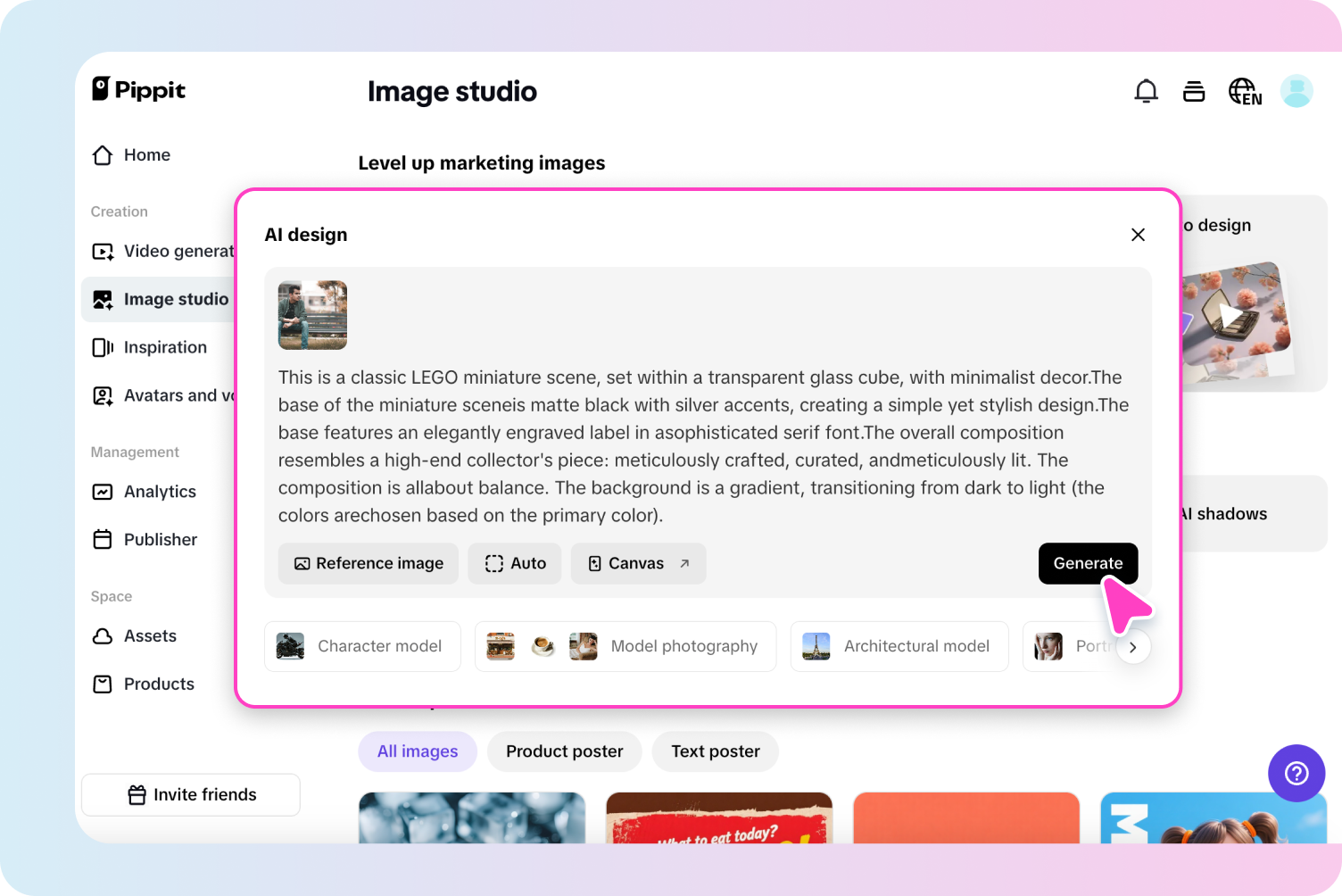 Creating LEGO minifigure in Pippit