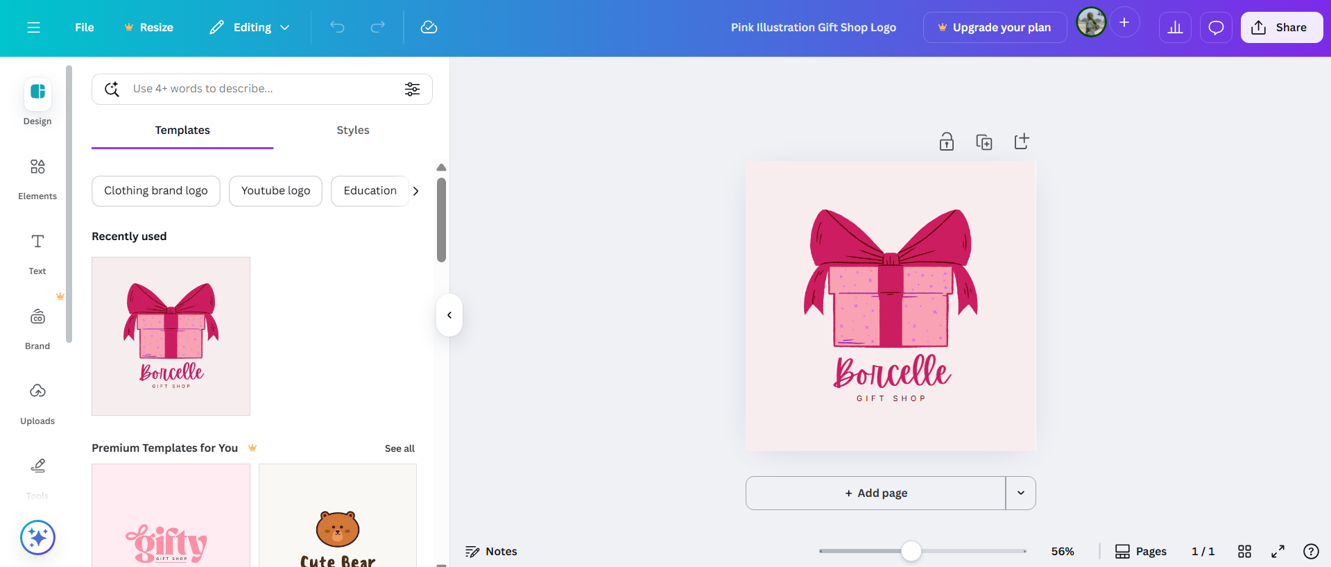 Free thanksgiving GIF Canva editor