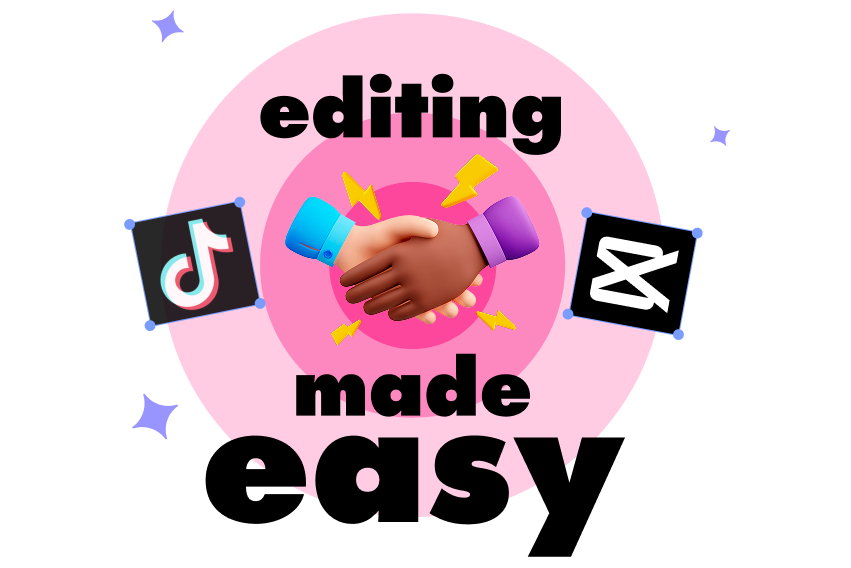 TikTok x CapCut Logo that represents the work flow from TikTok to CapCut, maybe using the TikTok CapCut anchor as a creative