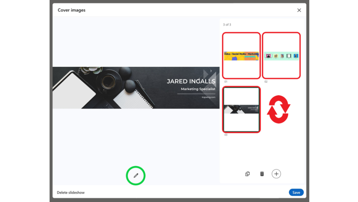 Upload and arrange your slideshow