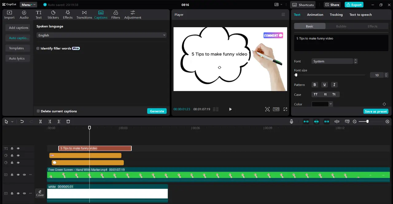 Schnittstelle des CapCut Desktop-Video-Editors - der schnellste Weg zur Erstellung von Whiteboard-Animationen