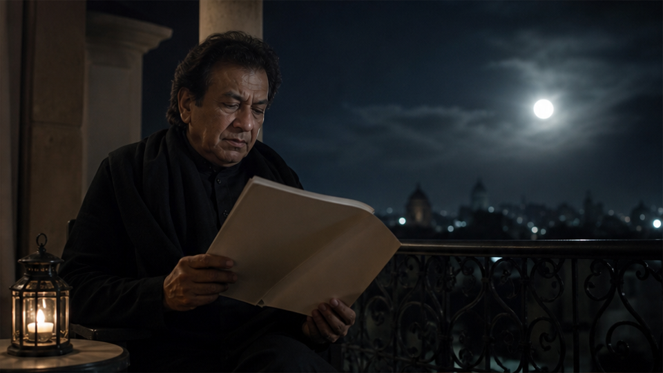 Ahmad Faraz Poetry Video prompt example 1 - Ink Spreading Across Handmade Paper