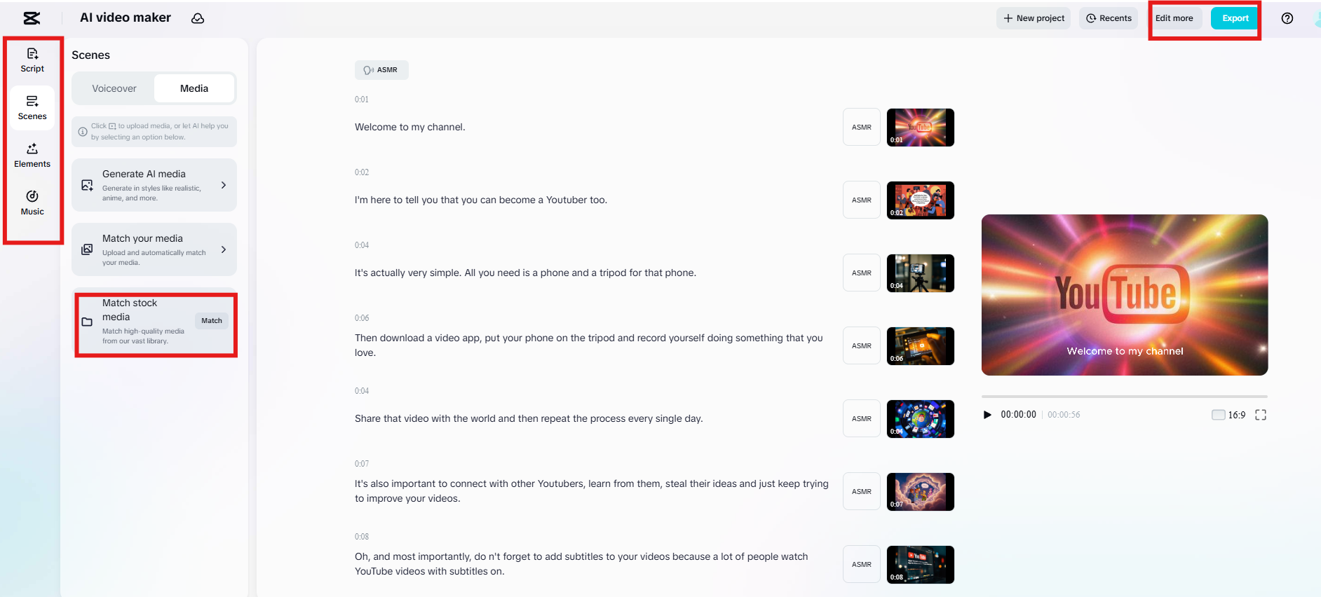 Generate relevant AI media