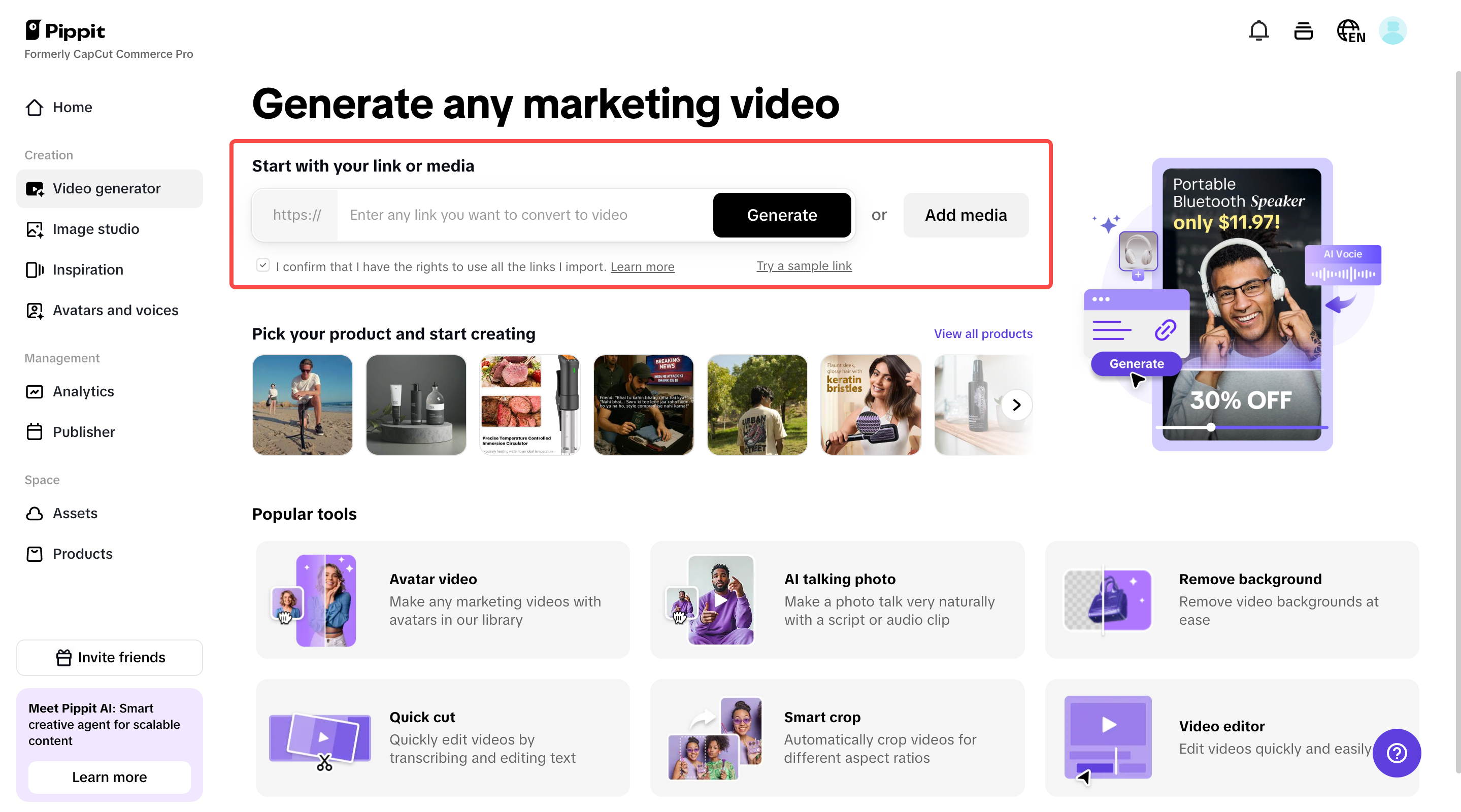 Enter product link or media