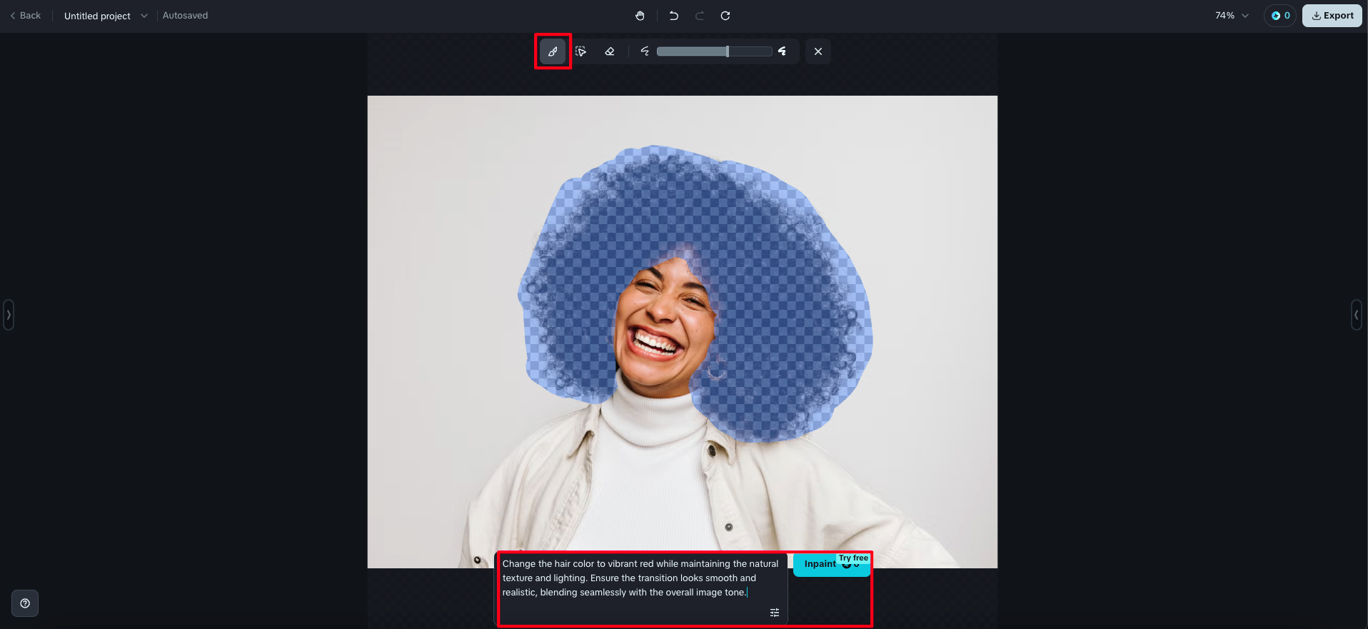 Prova virtuale del colore dei capelli grigio