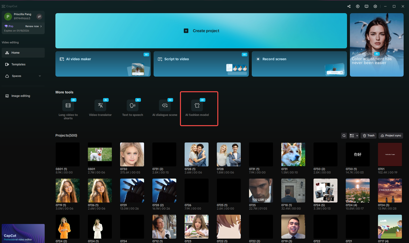 Access the AI fashion model feature
