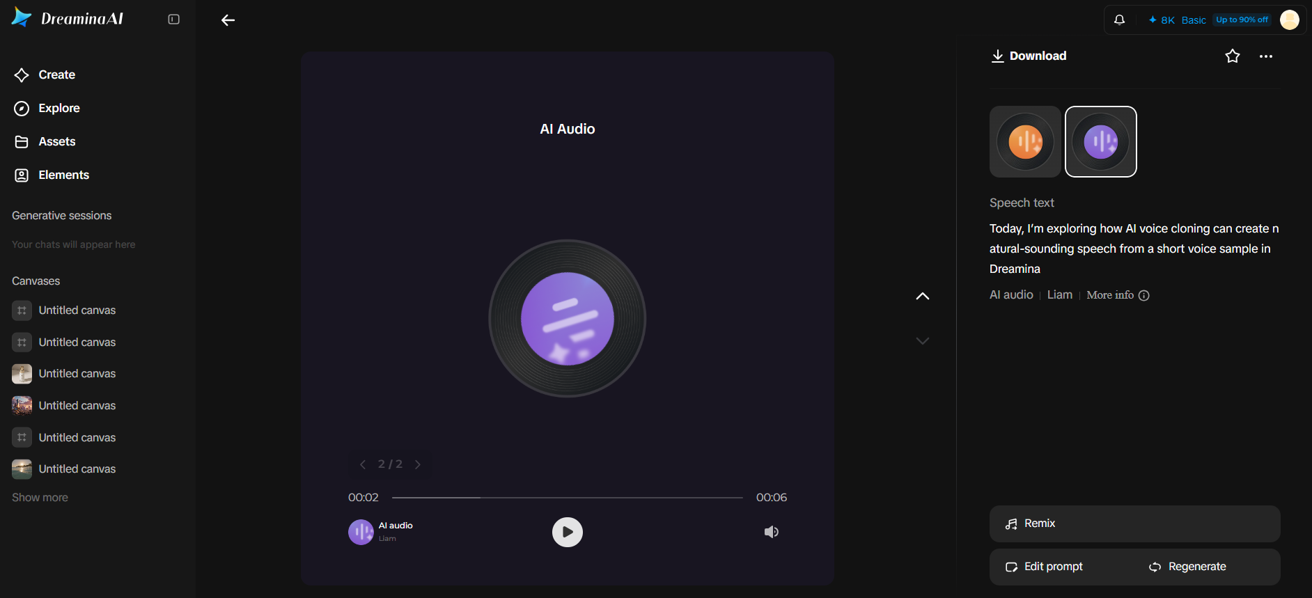 Use the voice with Dreamina's creative tools