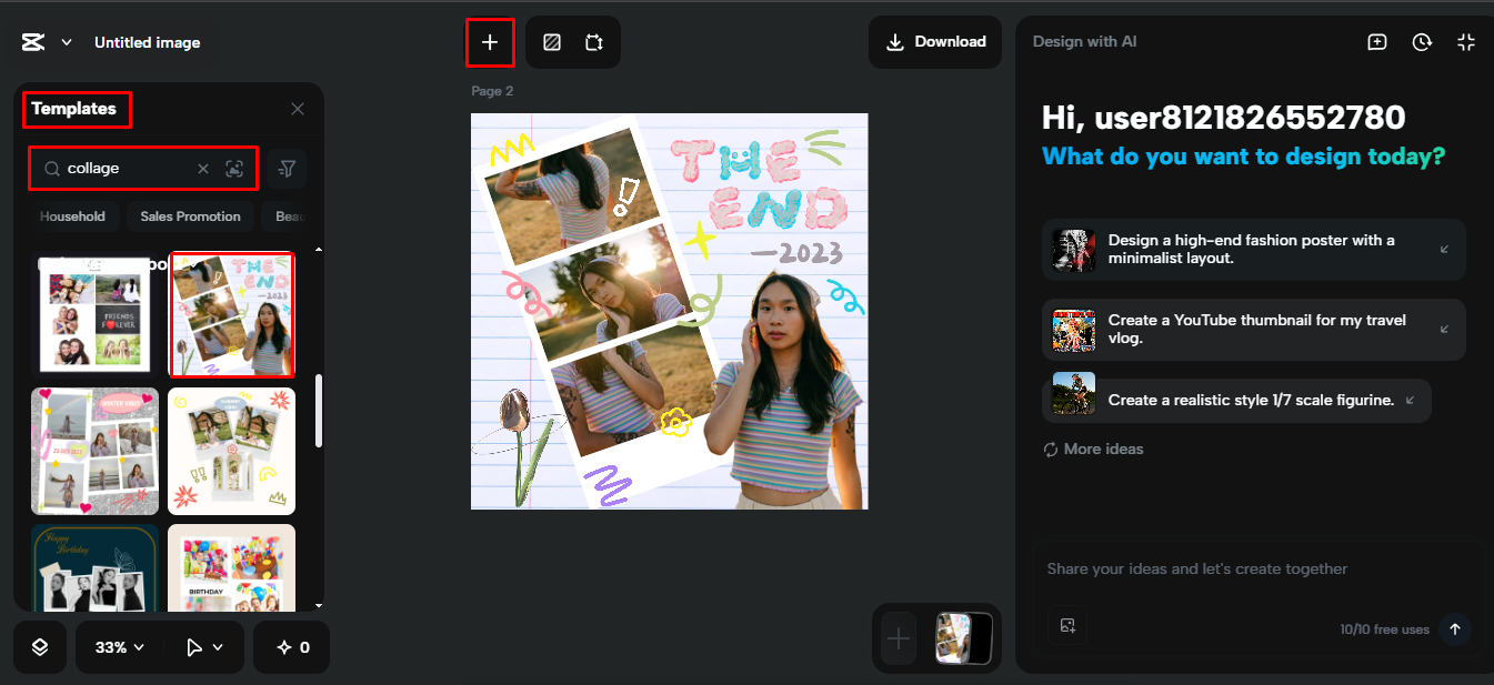 Choosing an Instagram template in the CapCut desktop video editor