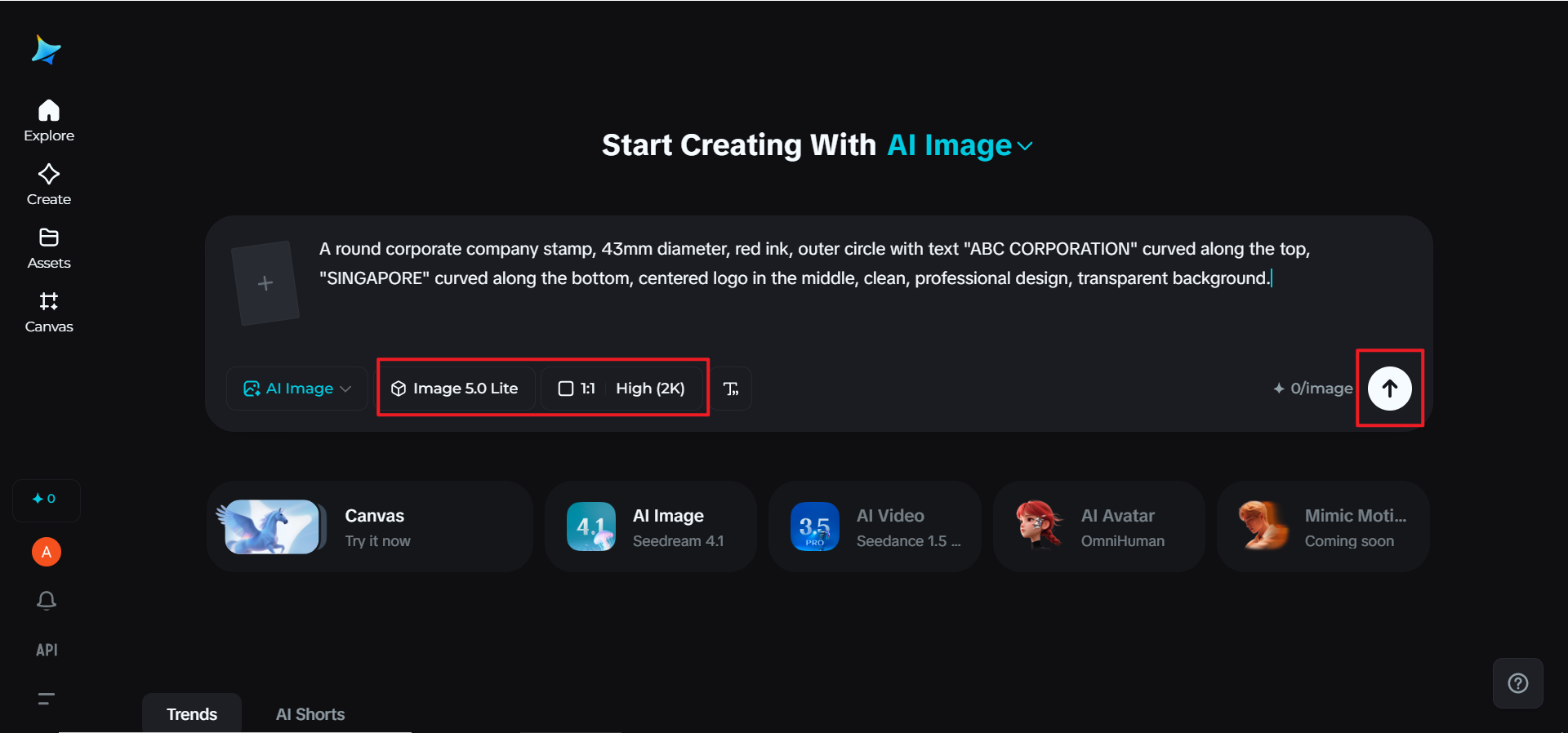 Select model and generate