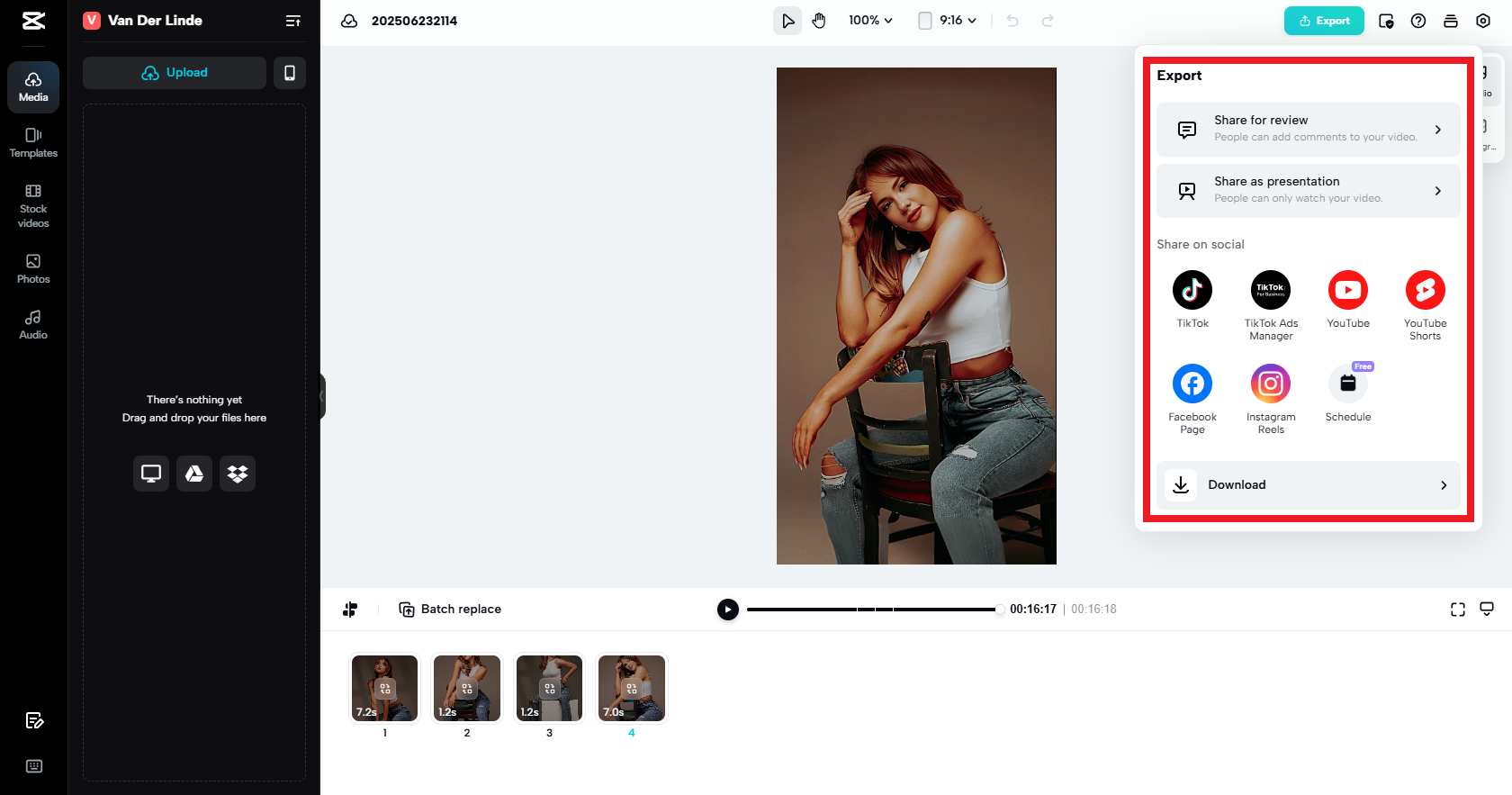 Export your TikTok content or share