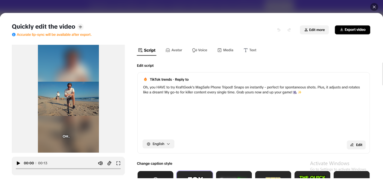 Edit video for partnership marketing