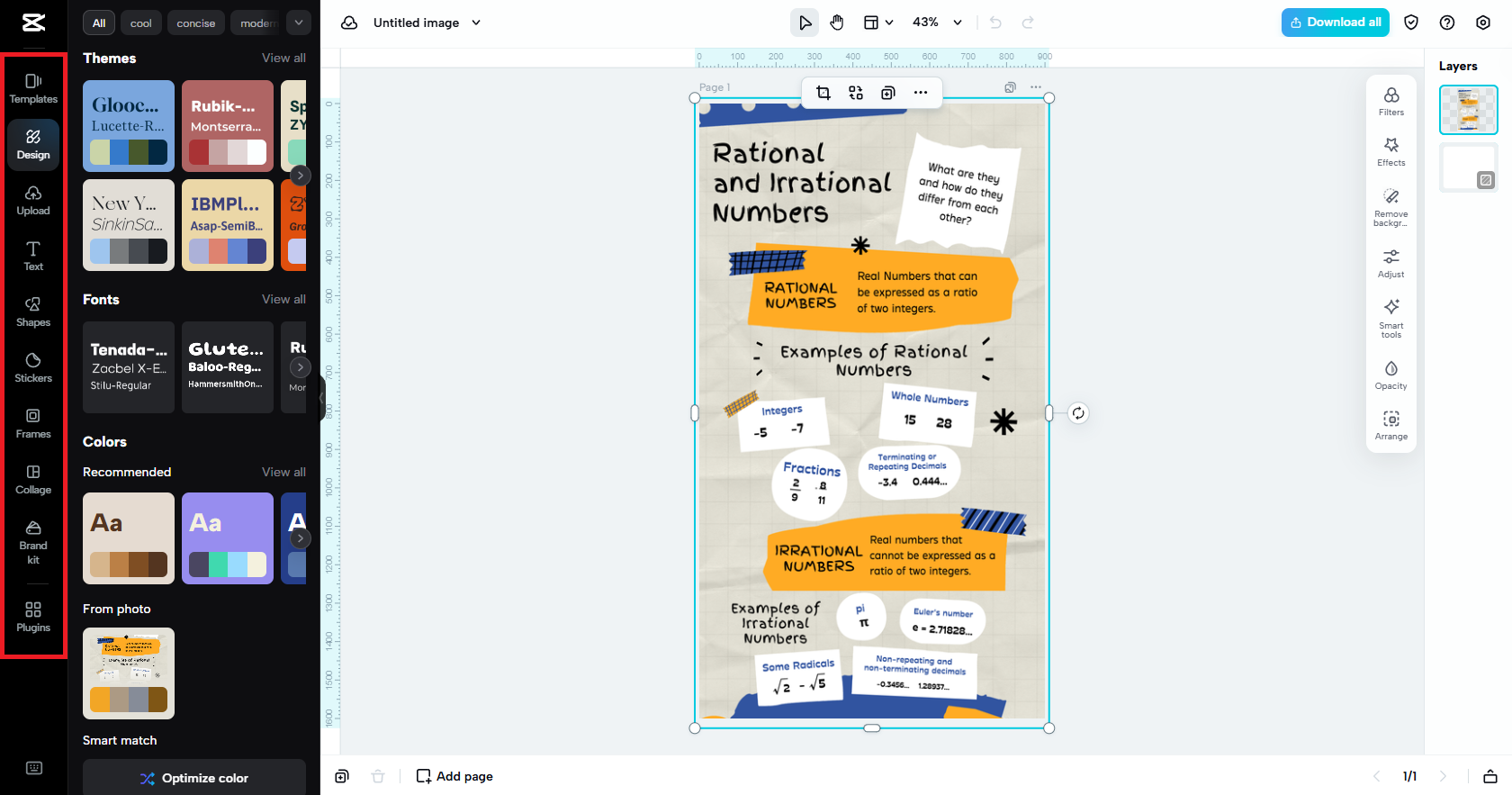 Gestalten Sie Ihre Infografik-Vorlage mit Texten, Stickern usw.