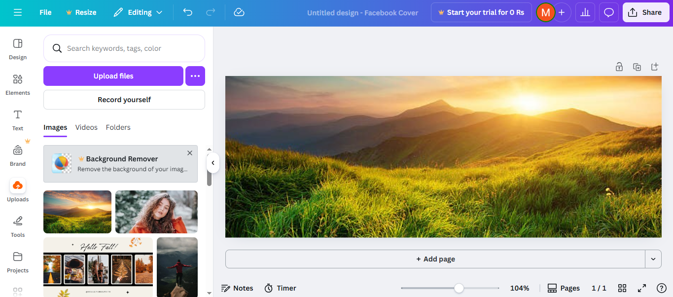 Canva - the best Facebook cover photo maker tool