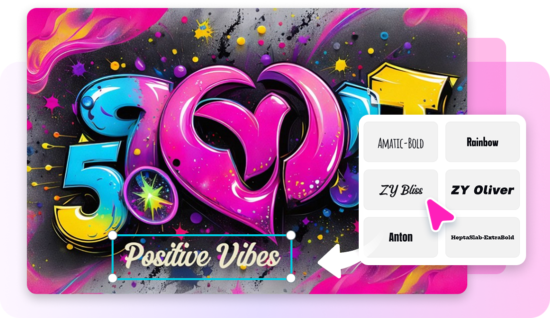 Add custom text in bold graffiti fonts