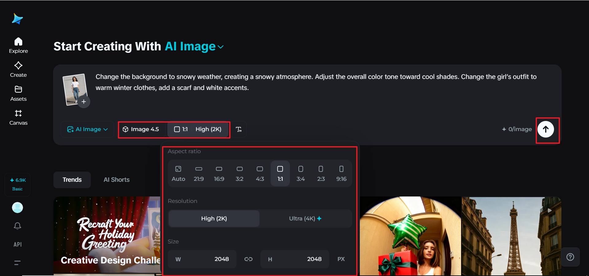 Select the model and generate