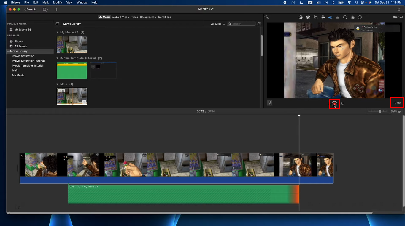 Review voiceover in iMovie  on Mac