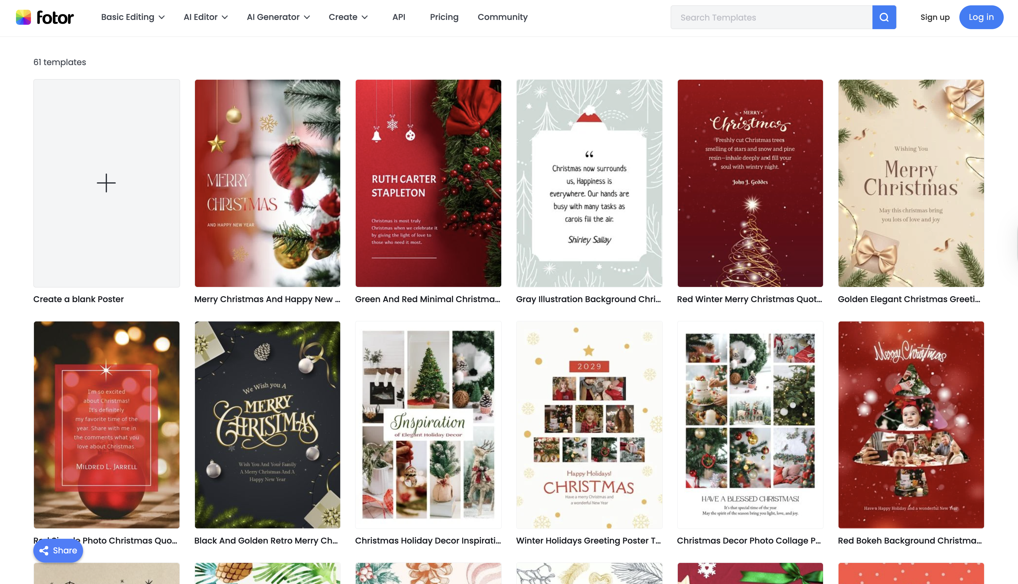 Fotor online templates interface