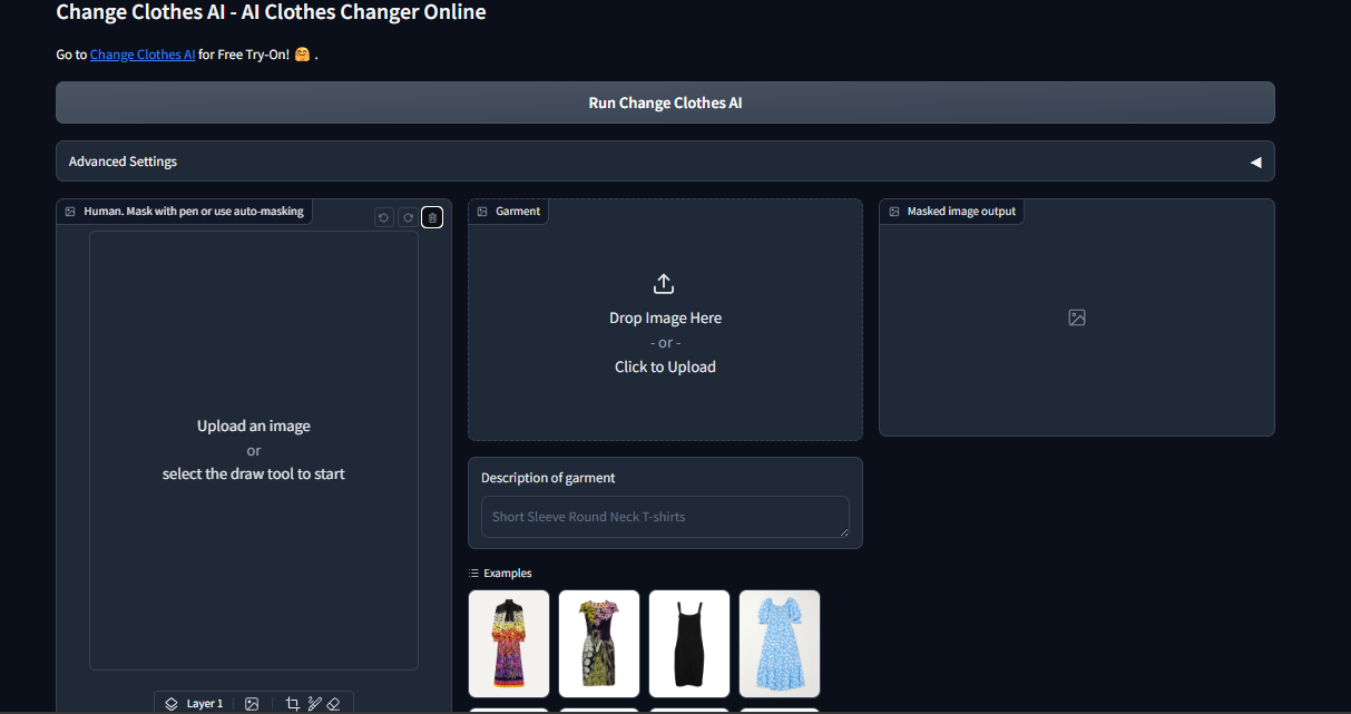 Upload images to the Hugging Face clothes changer