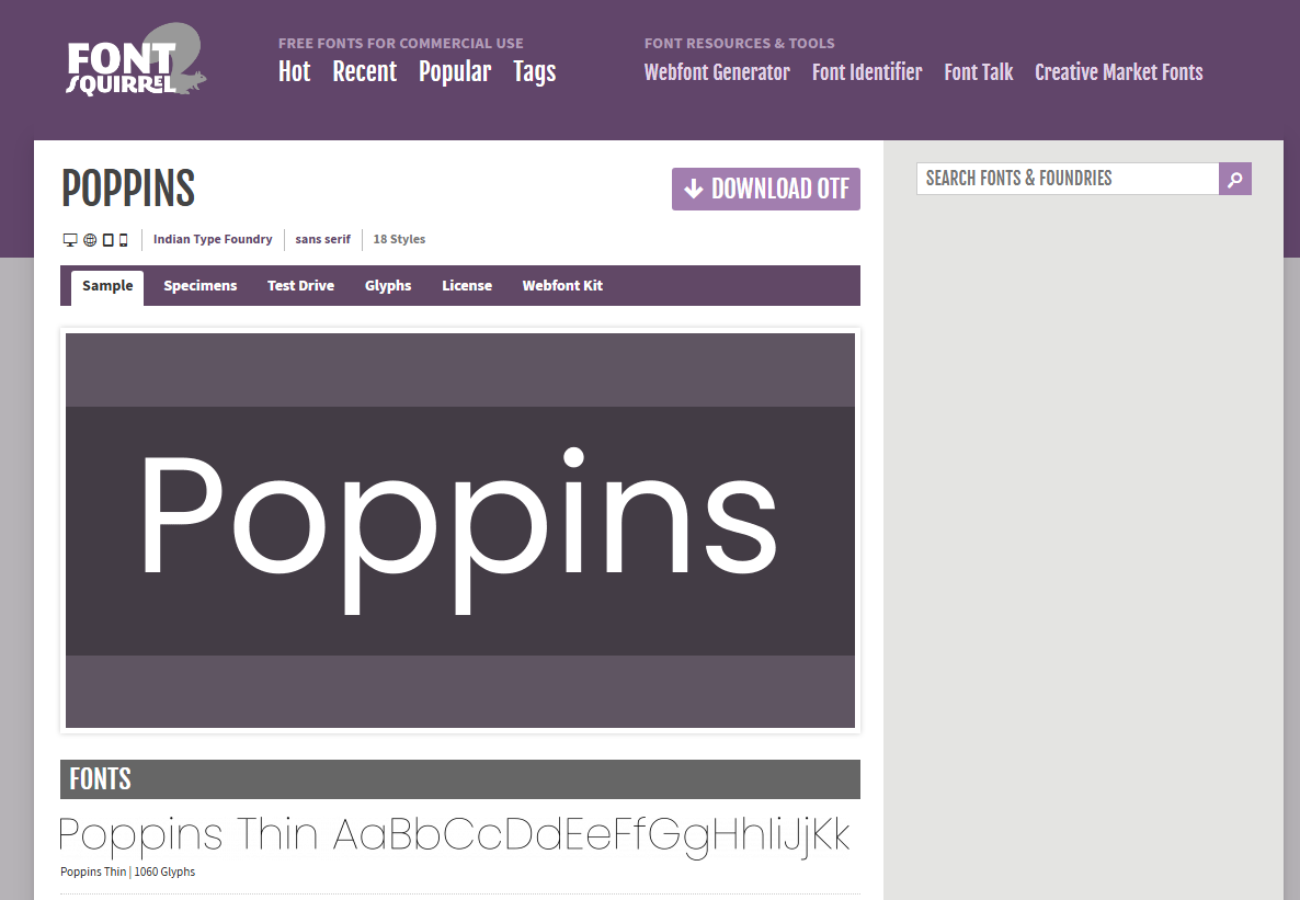 Font Squirrel Poppins font