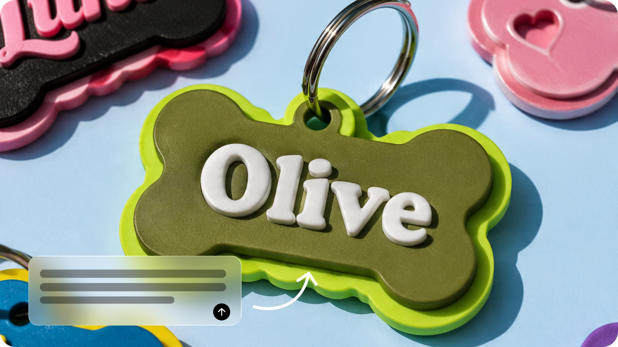 Generate customizable pet tag designs from any idea