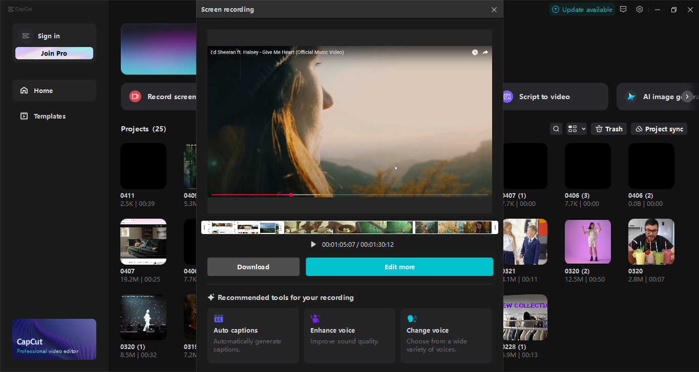 L'interface de l' CapCut éditeur vidéo de bureau - le meilleur outil pour enregistrer l'écran