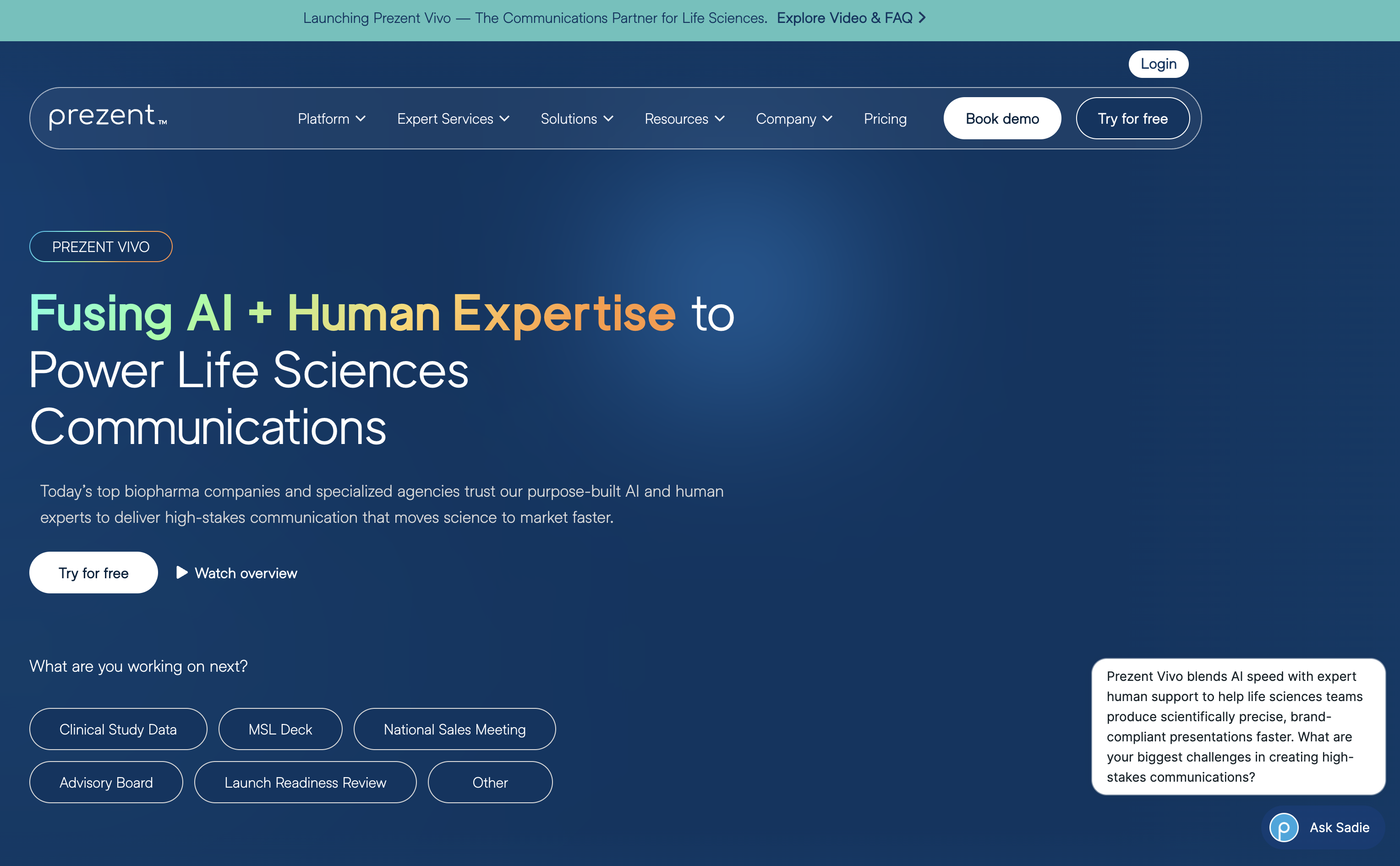 Prezent.ai Homepage