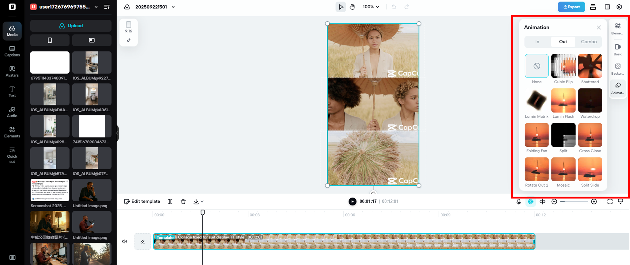 Add multiple effects and transition