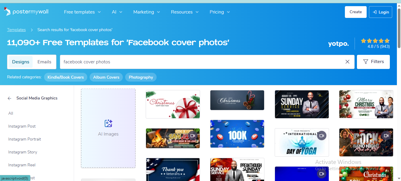 PosterMyWall - an easy-to-use tool for  Facebook cover photo maker AI