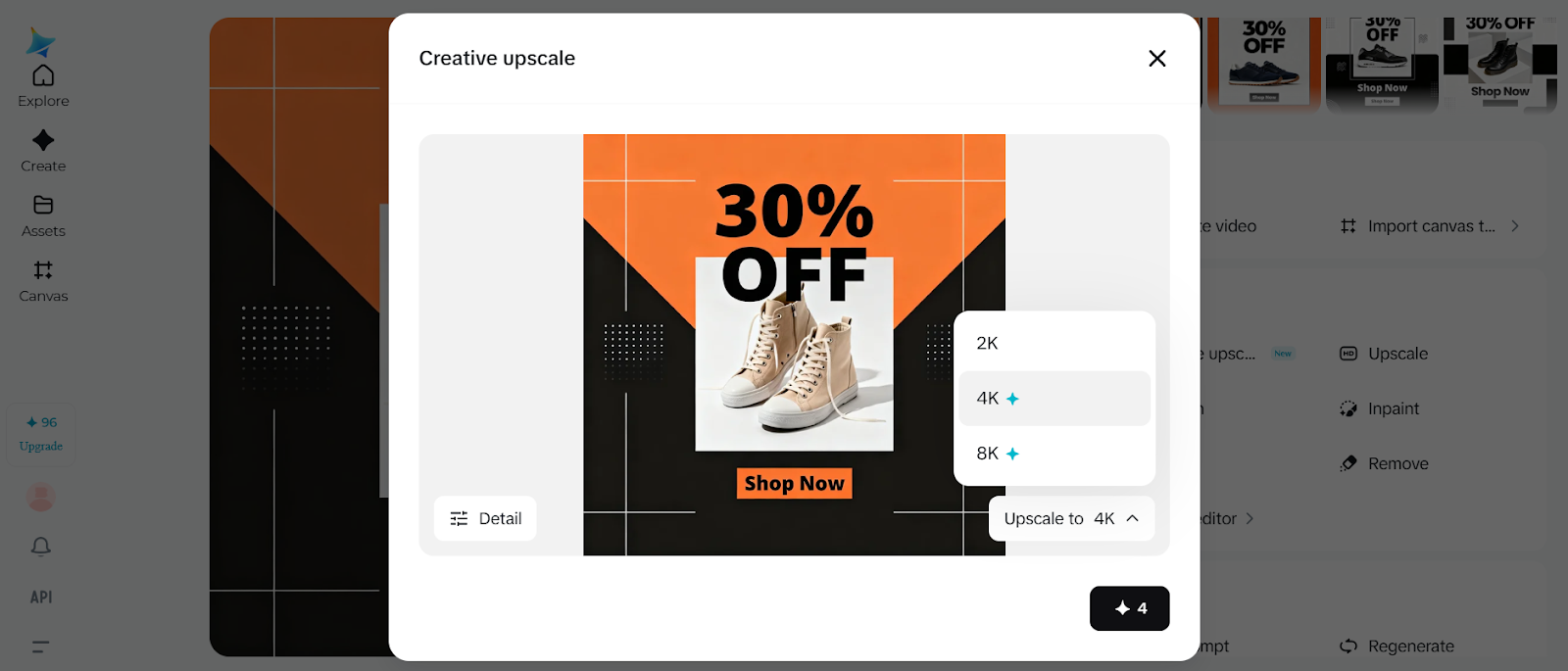 Dreamina's AI feature: Creative upscale