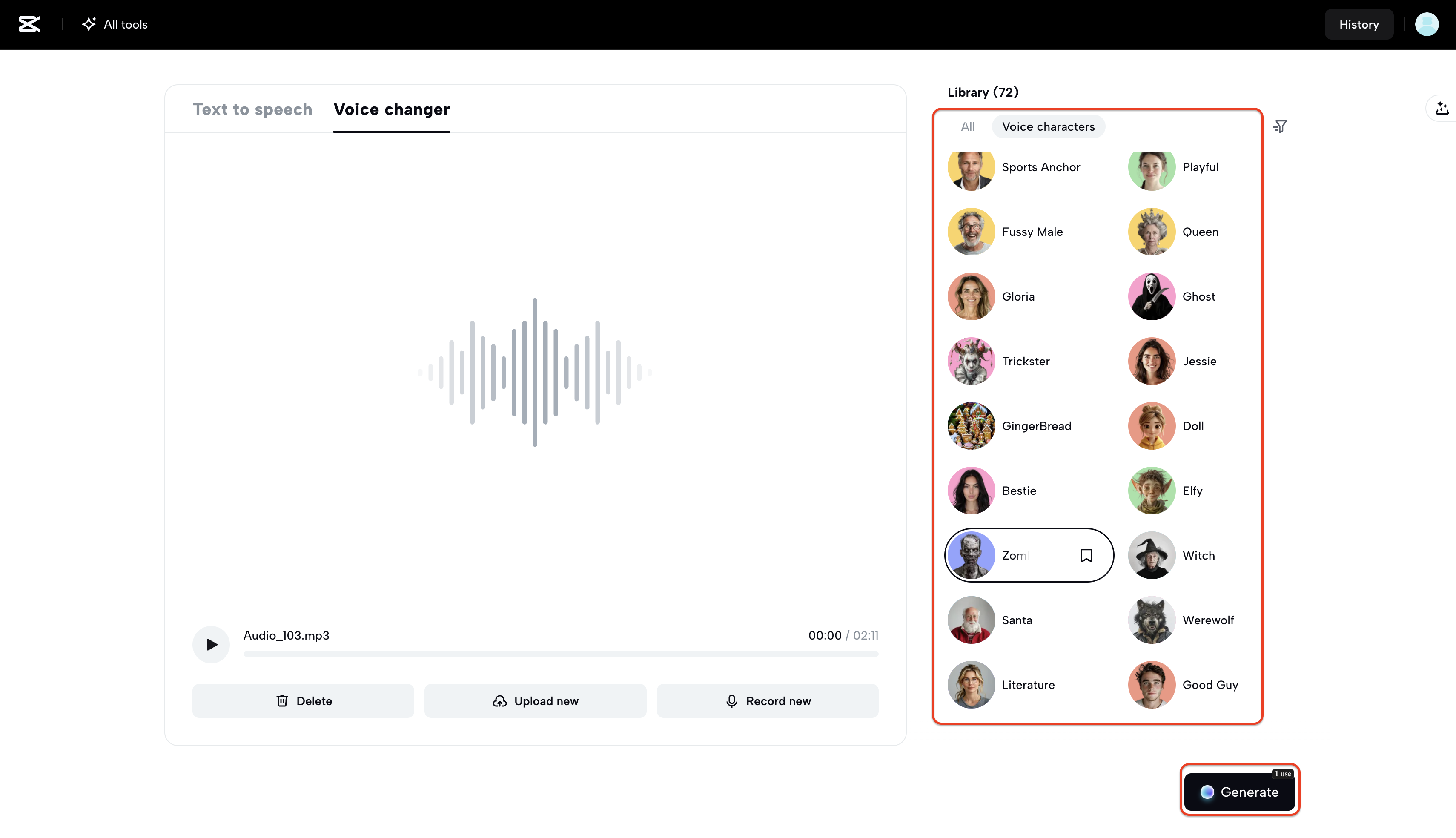 Elige la voz según tu preferencia.