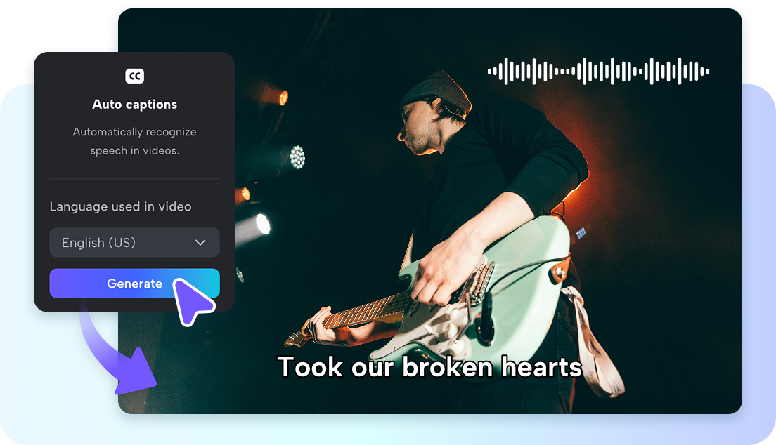 Instant lyric generation for any music track